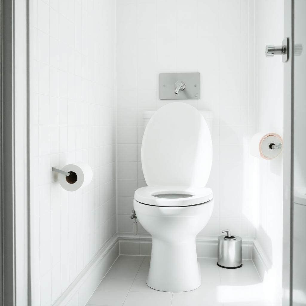 Modern vit toalett med toalettpapper